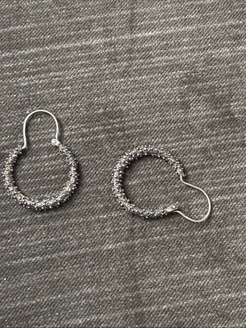 .925 Sterling HOOP EARRINGS Silver Fine Jewelry Vtg 1960s brutalist